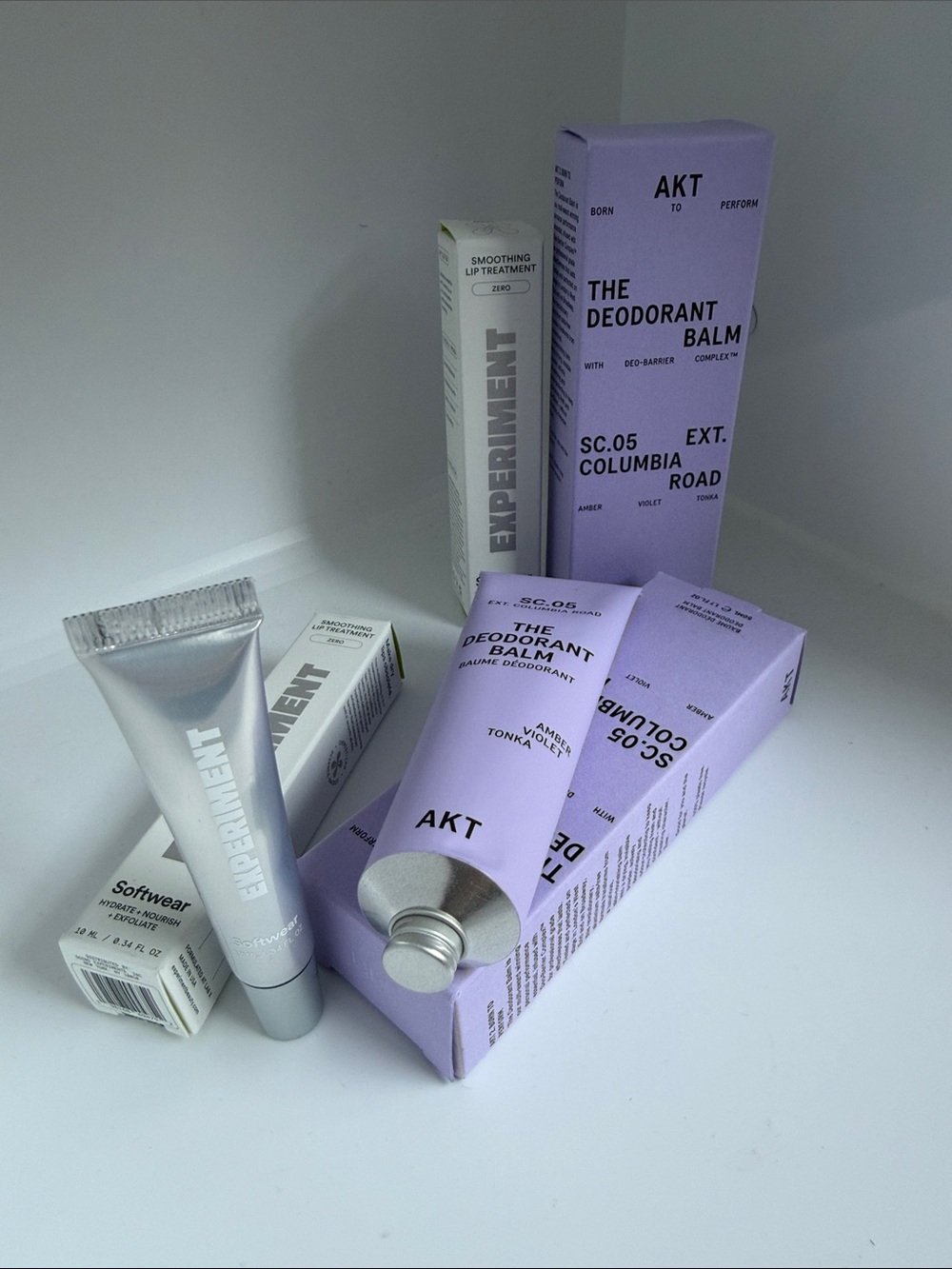NIB/ NWT AKT Deodorant Balms SC.05 & Experiment Softwear 4 Piece Bundle